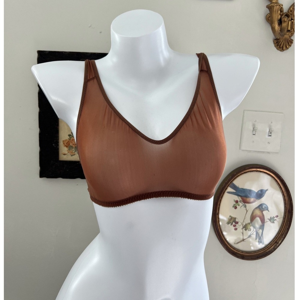 Vintage Victoria's Secret Brown Sheer Mesh Wireless Bra Size 36
